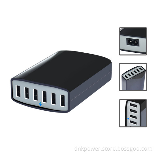 10A Multiple USB Universal Travel Charger, Portable USB Charger with Detachable Us/EU/UK/Au Cord
